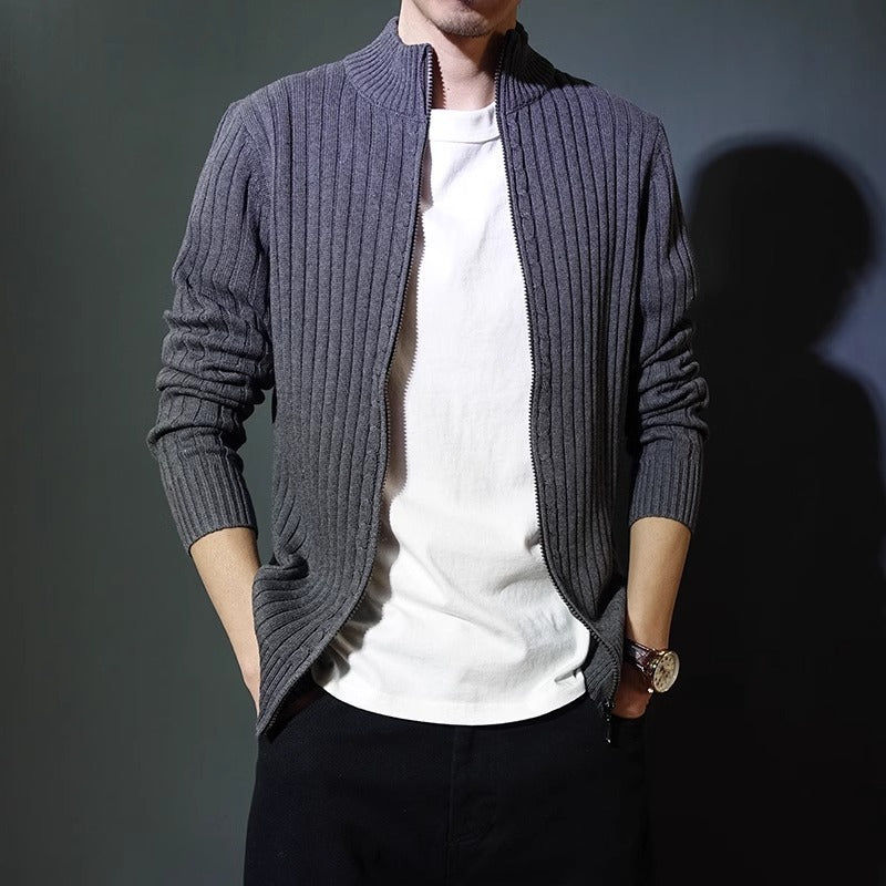 Men's Ribbed Zip-Up Cardigan