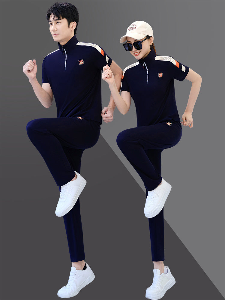 Sport-Stripe Zip Polo Set