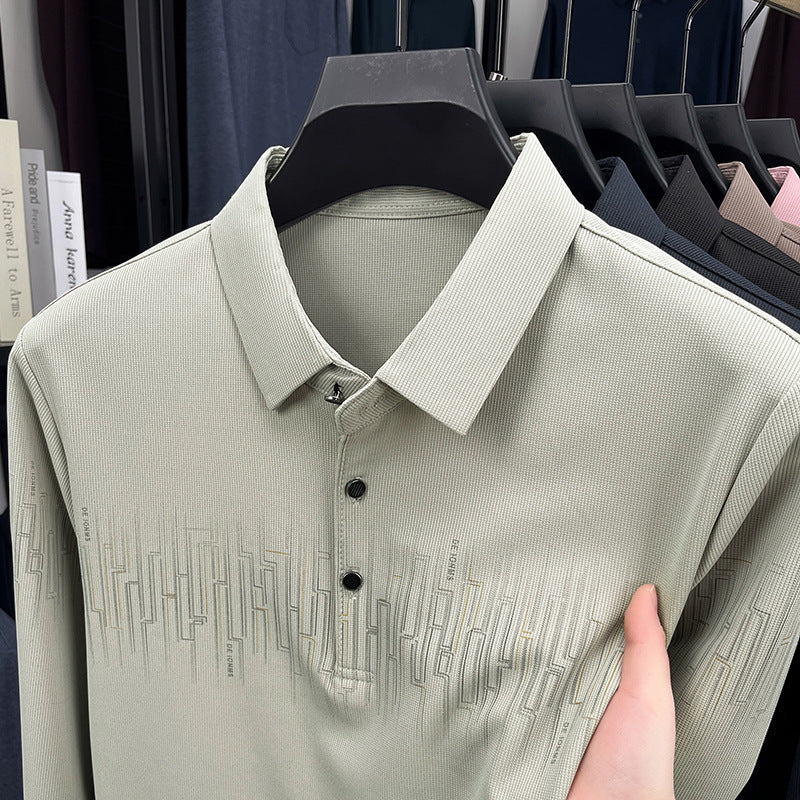 Patterned Long Sleeve Polo