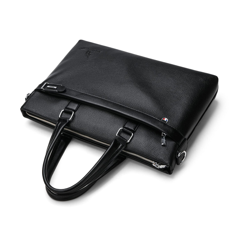 Wholesale cross-border simple pure cowhide bag tote bag men's leather briefcase 14 inch men's bag shoulder computer bag