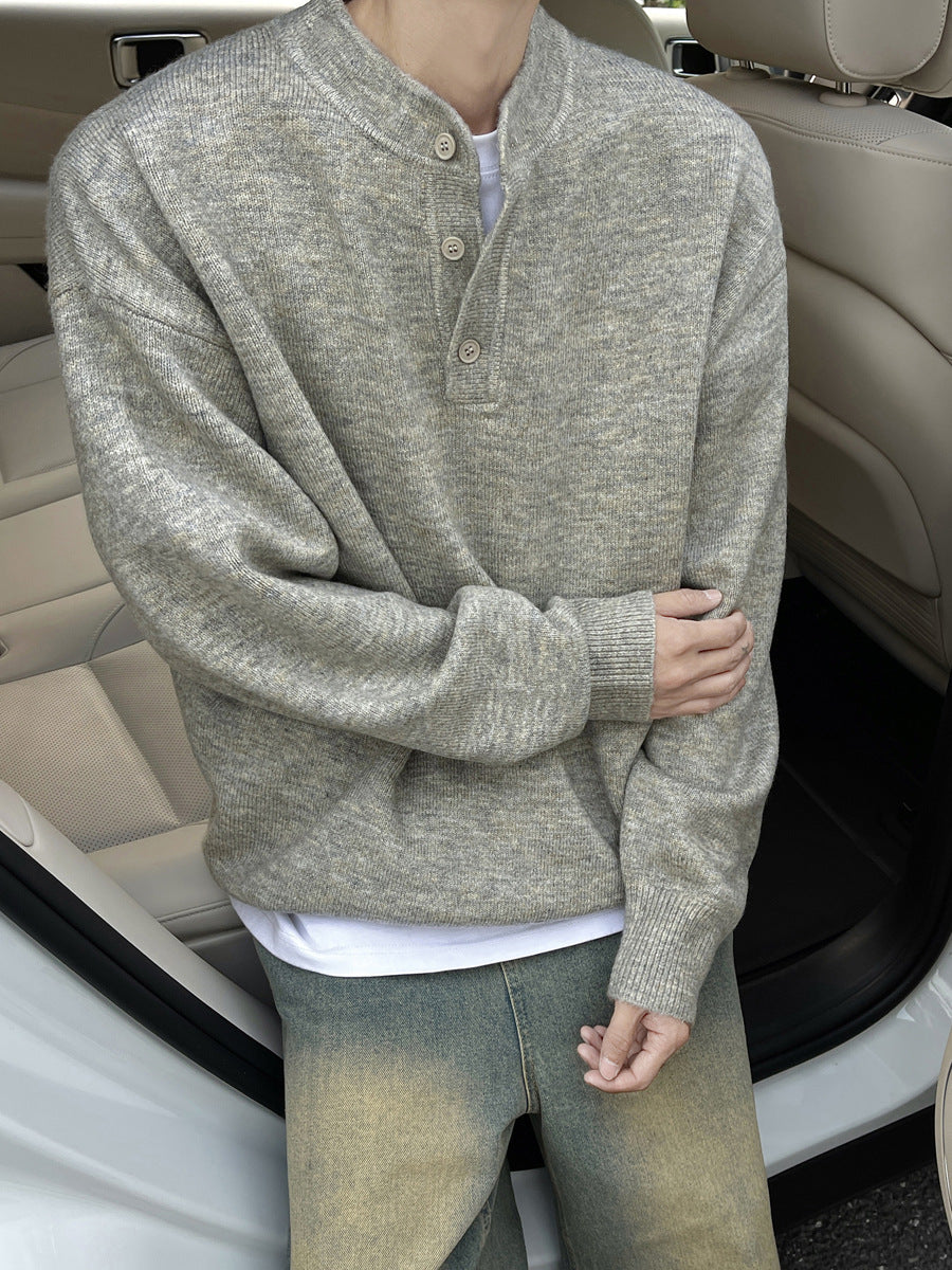 Men's Henley Knit Pullover