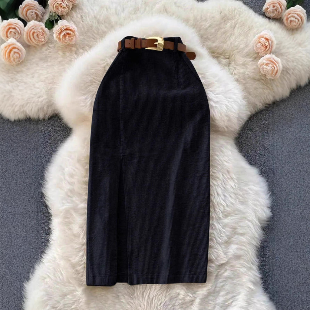 Front Slit Midi Skirt