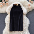 Front Slit Midi Skirt