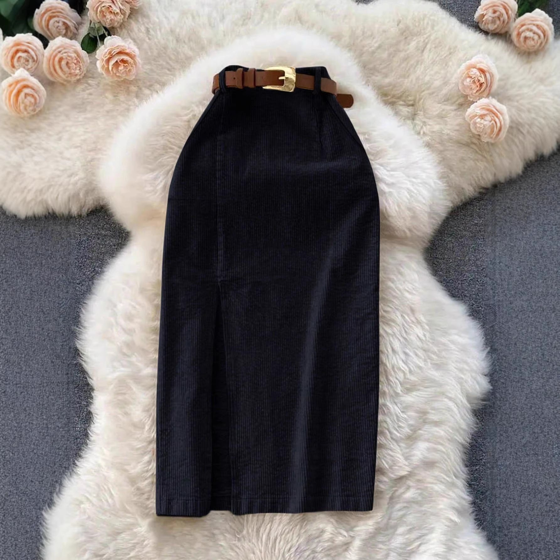 Front Slit Midi Skirt
