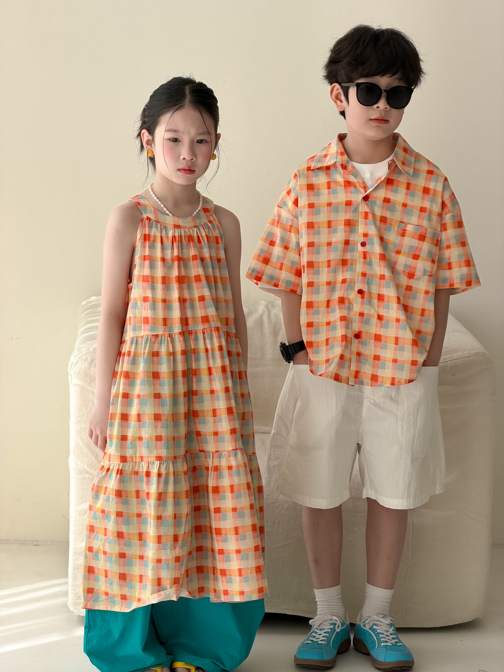 Kids' Colorful Plaid Short-Sleeve Shirt