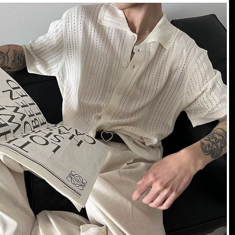 Hollow-out Knit Polo