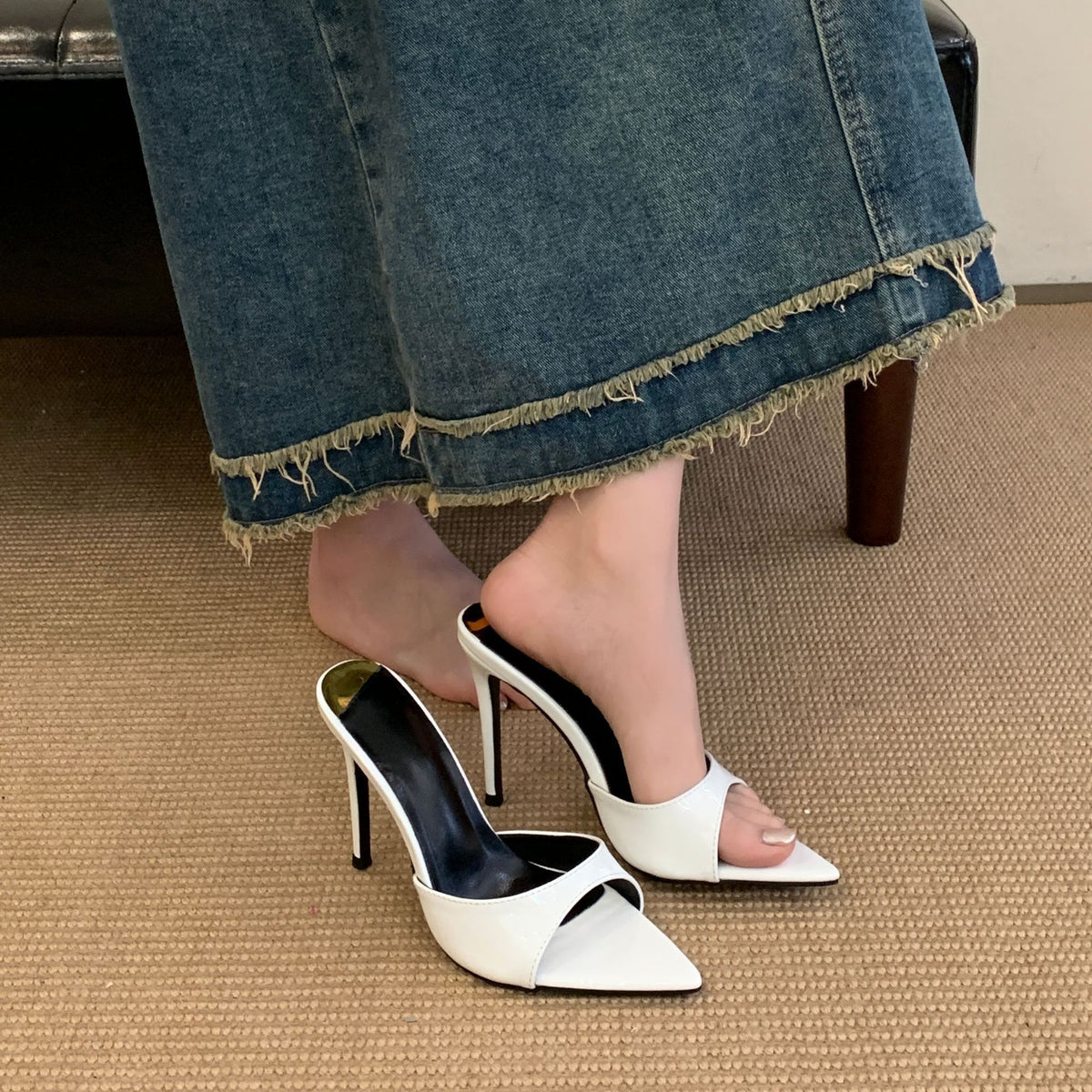 Open-Toe Stiletto Mule Sandals