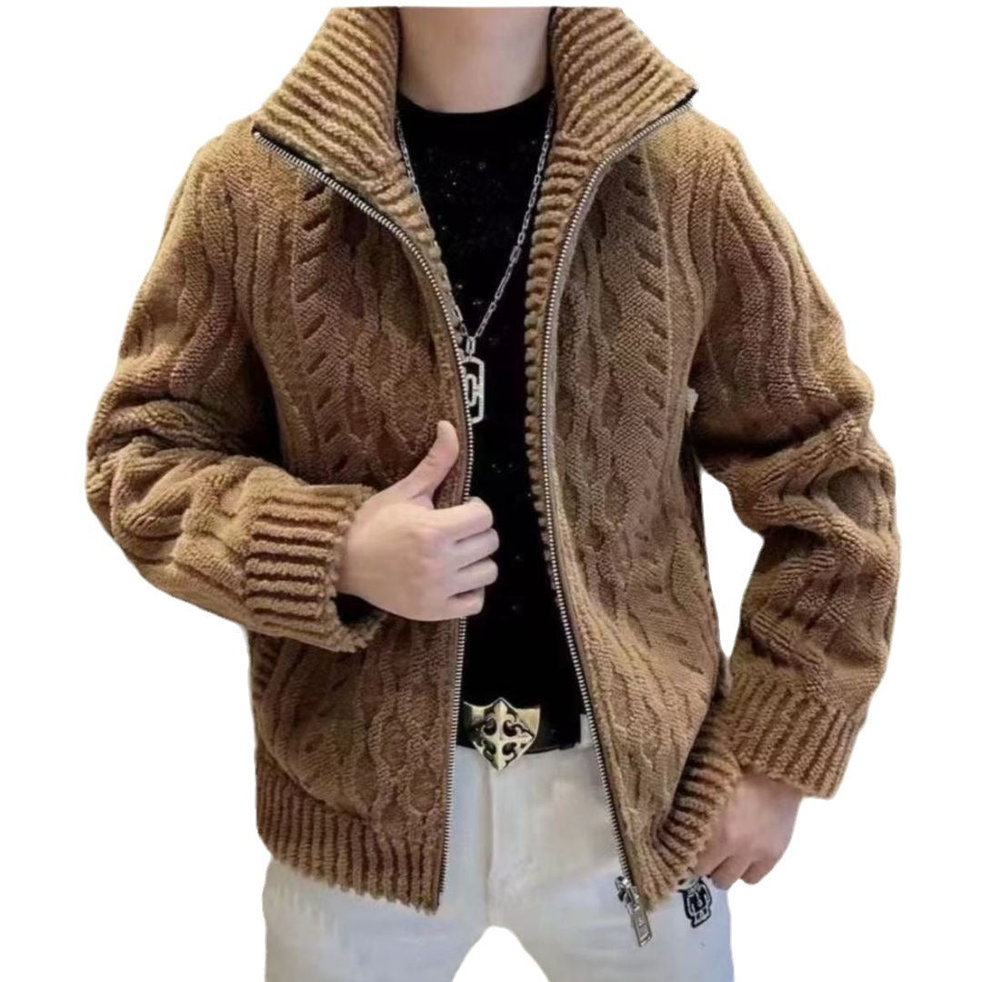 Men’s Zip-Front Cable Knit Cardigan