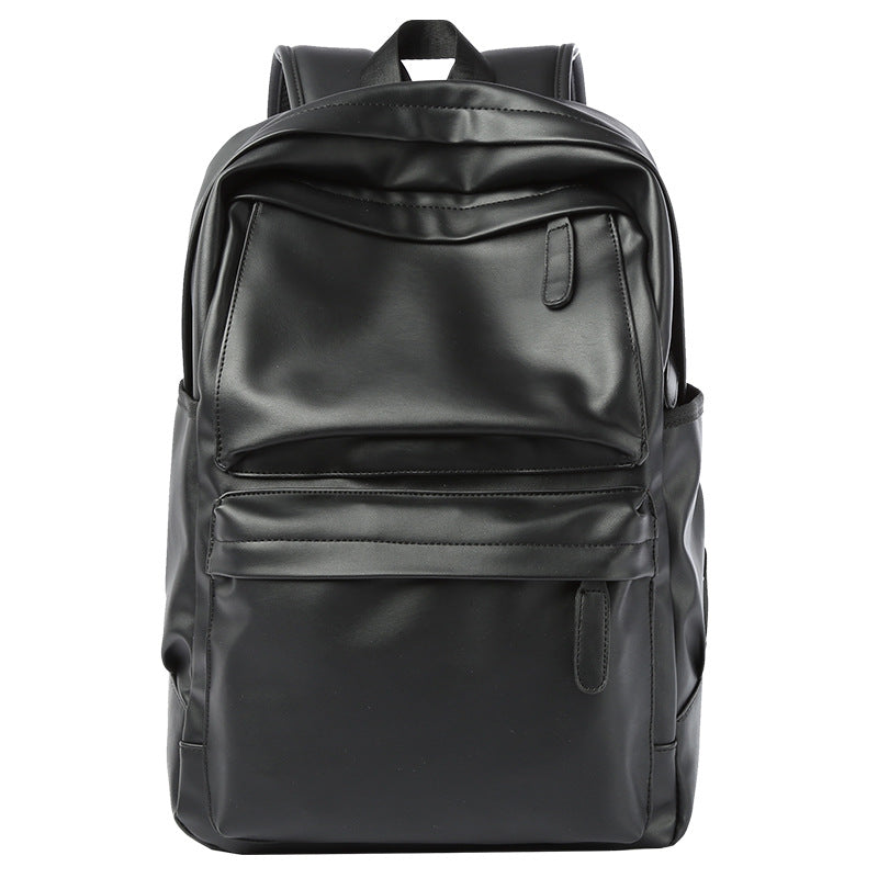 MOYYI Leather Simple Backpack Men's Fashion Trend Casual Travel Computer Backpack Junior High School College Student School Bag