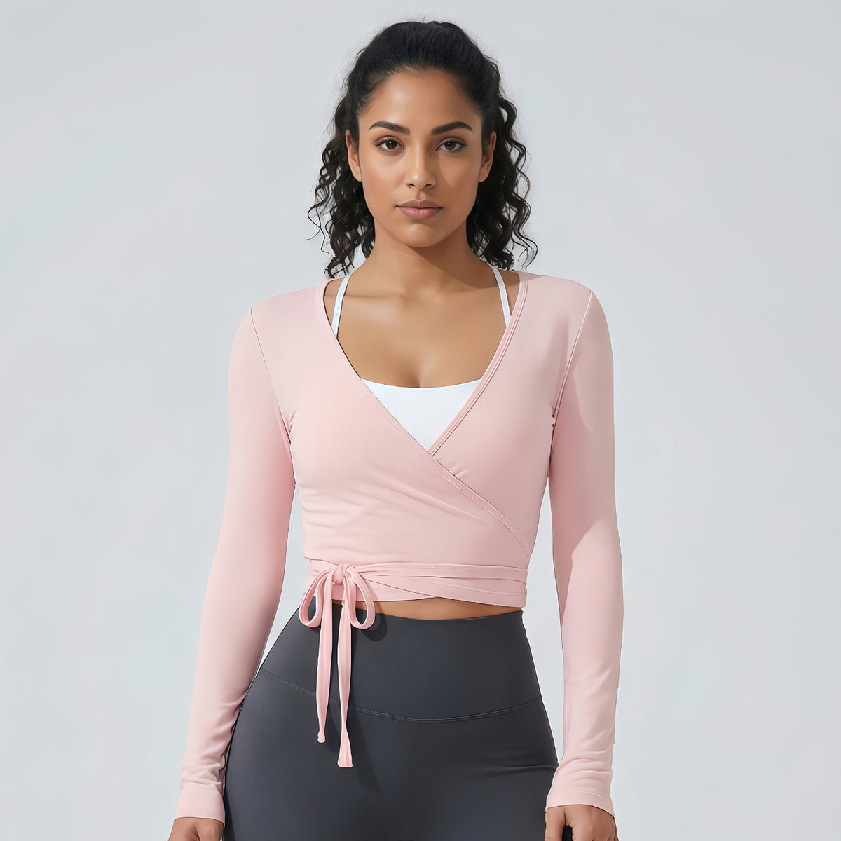 Lace-Up Long-Sleeve Yoga Top