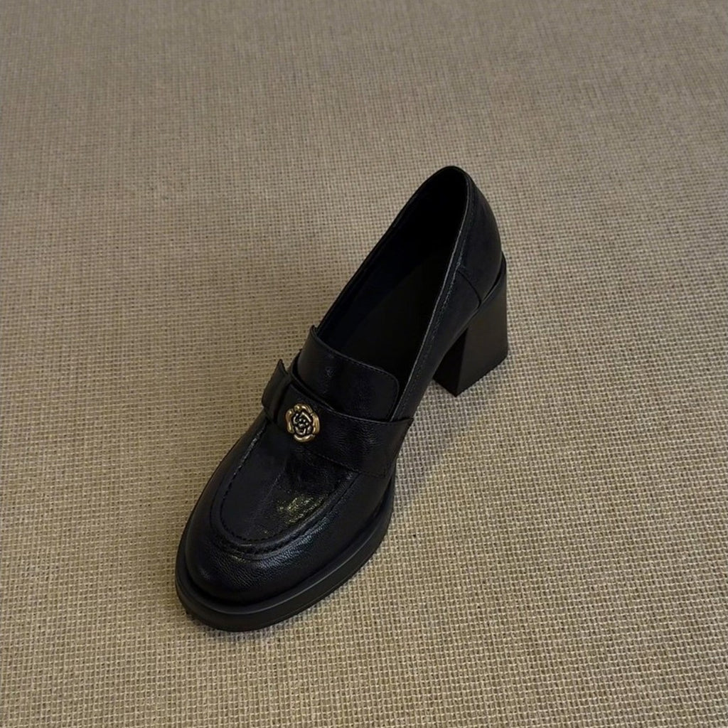 Emblem Heeled Loafers