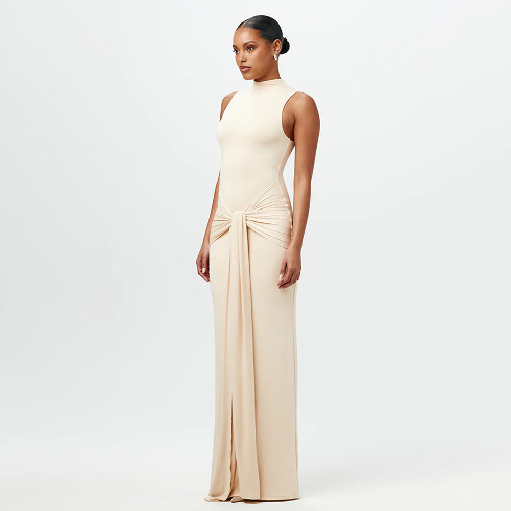 Round-Neck Sleeveless Fitted Dress