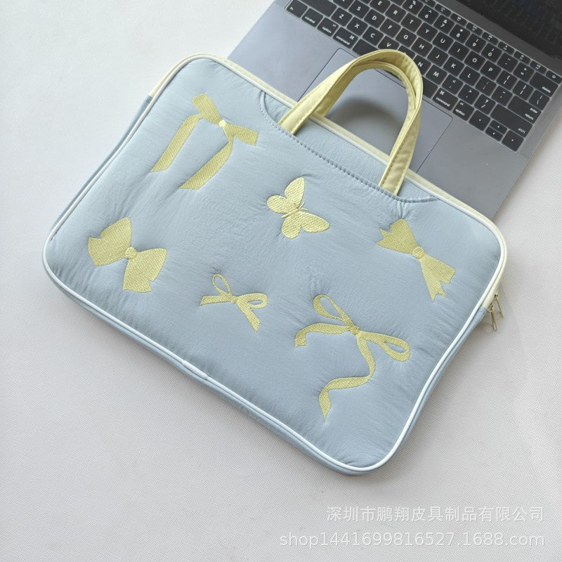 Embroidered Butterfly Bow Laptop Bag