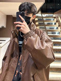 Oversize Streetwear Faux Leather Bomber