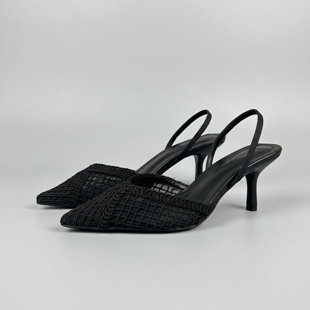 Woven Mesh Slingback Heels – color detail
