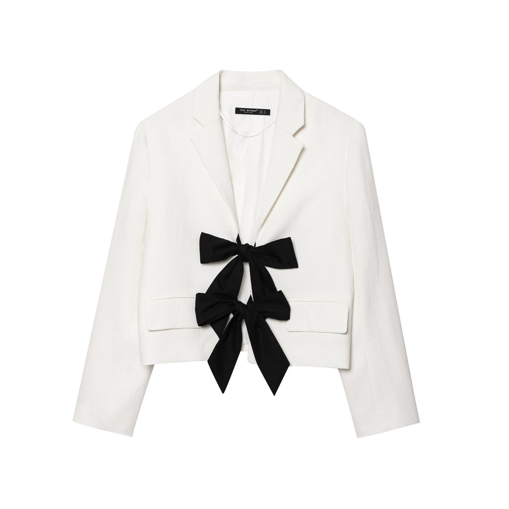 Women's Color-Block Bow Blazer