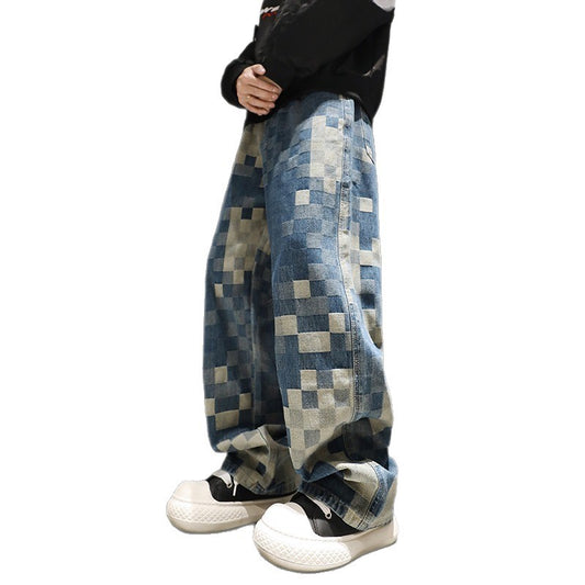 Loose Checkered Jeans