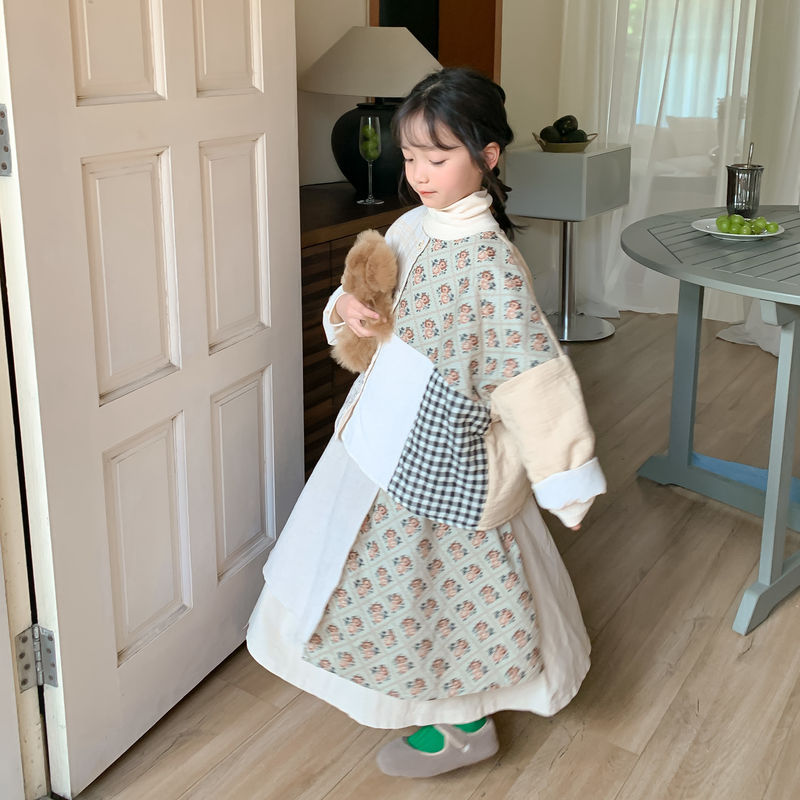 Girls' Color-Block Jacket & Skirt Set