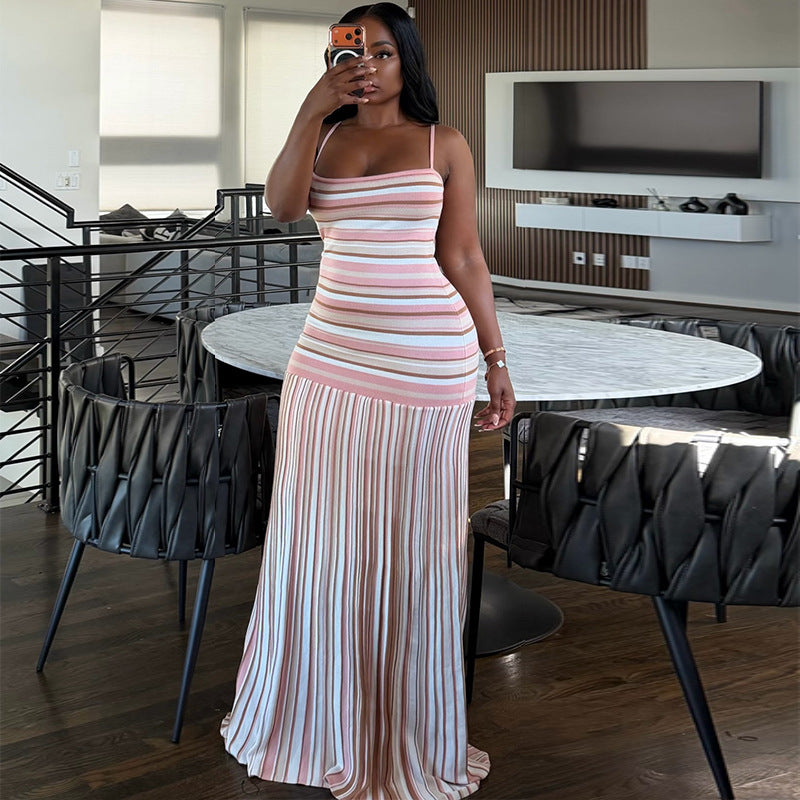 Striped Open-Back Cami Dress