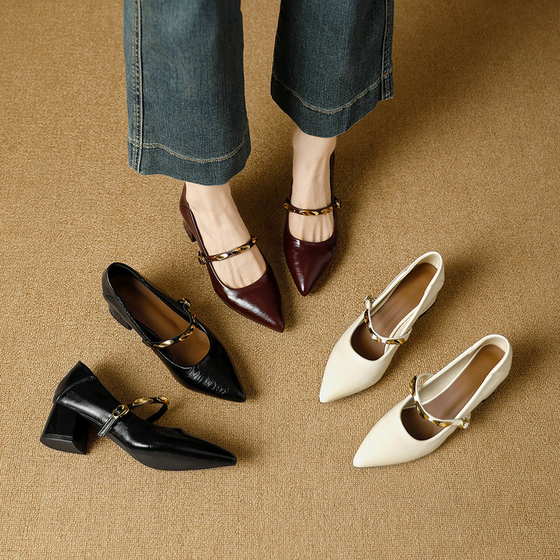 Gold Bar Pointed-Toe Heels