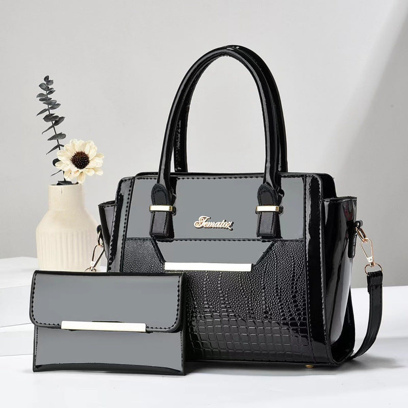 Crocodile-Texture Handbag Set