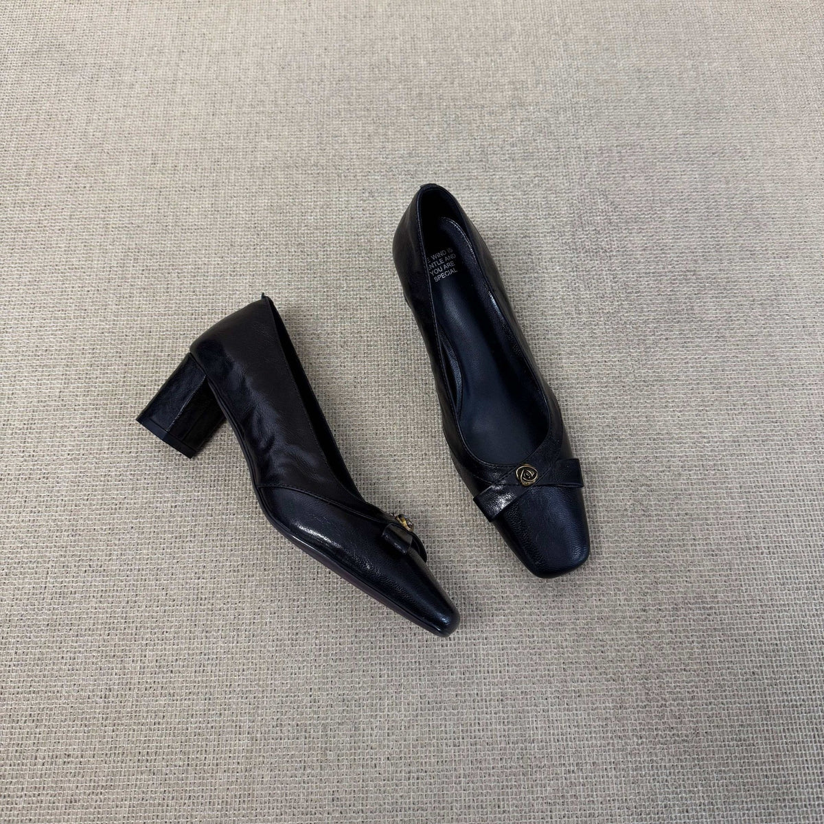 Bow Leather Mary Jane Heels