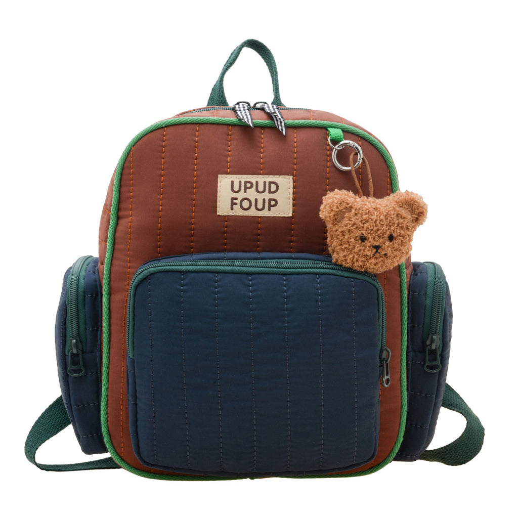 Quilted Bear Charm Backpack