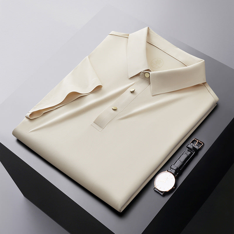 Laminated Solid Color Polo Shirt