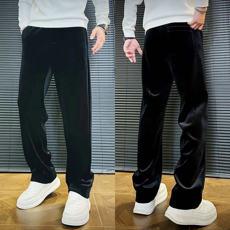 Premium Velour Straight-Leg Trousers