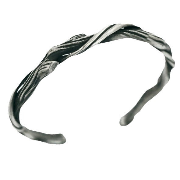 Yishang S925 Thai silver "driftwood" bracelet men's niche retro high-end men's men's couple bracelet