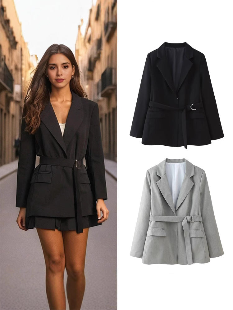 Women's Belted Tailored Blazer