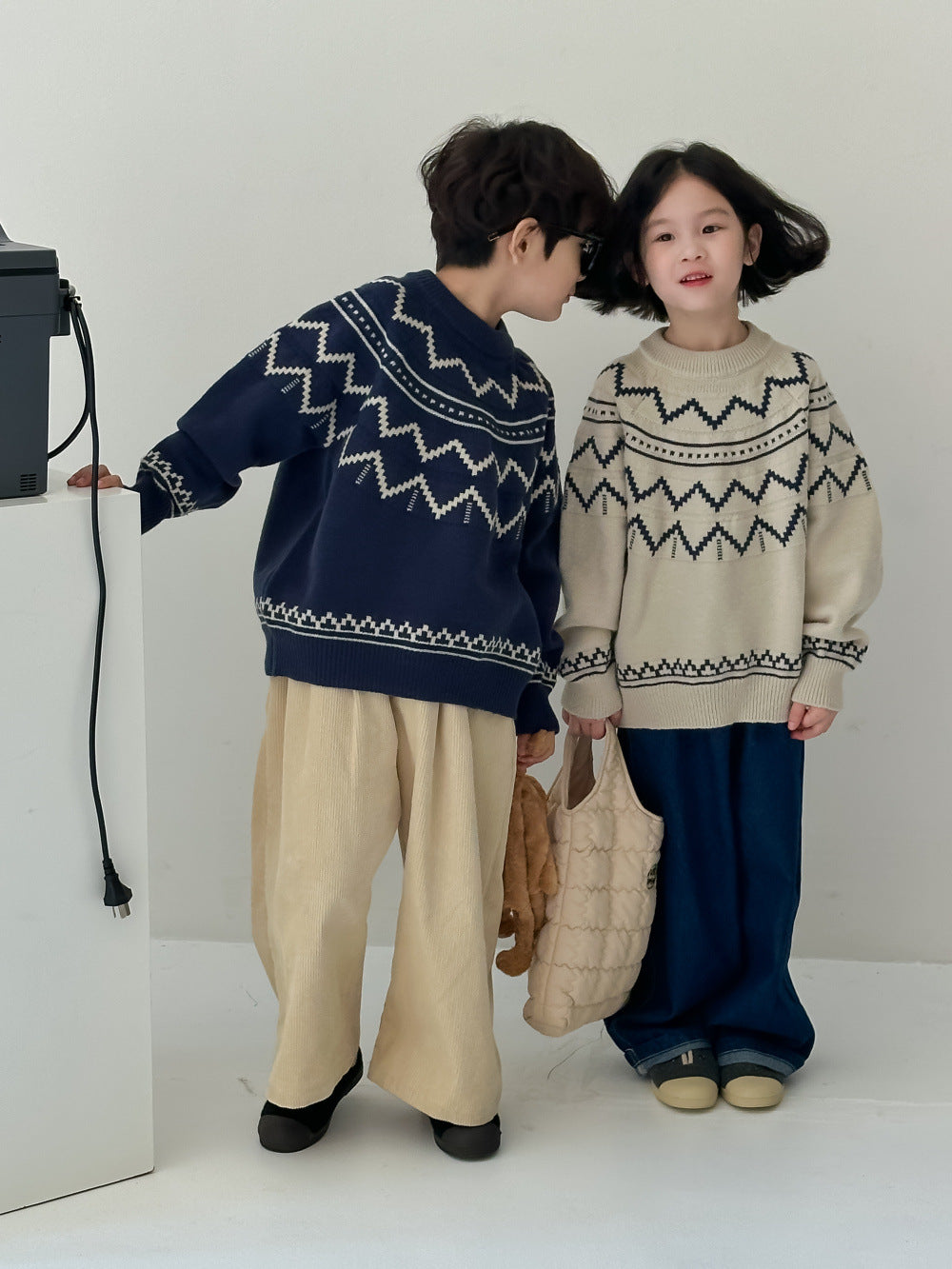 Kids' Wave-Knit Crewneck Sweater