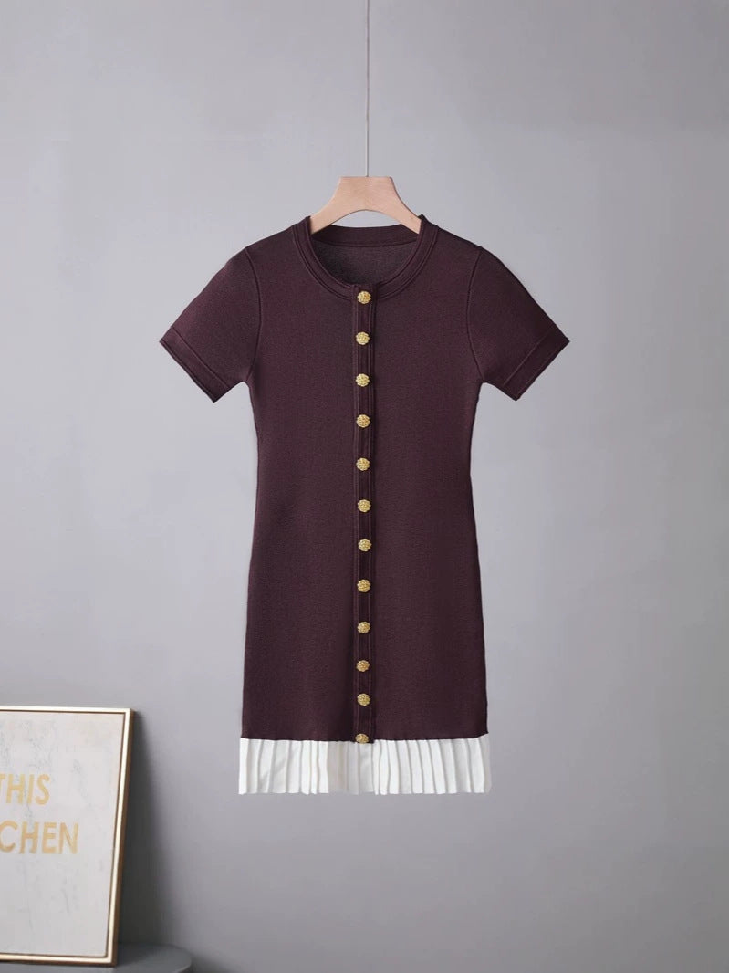 Button Detail Short Sleeve Dress