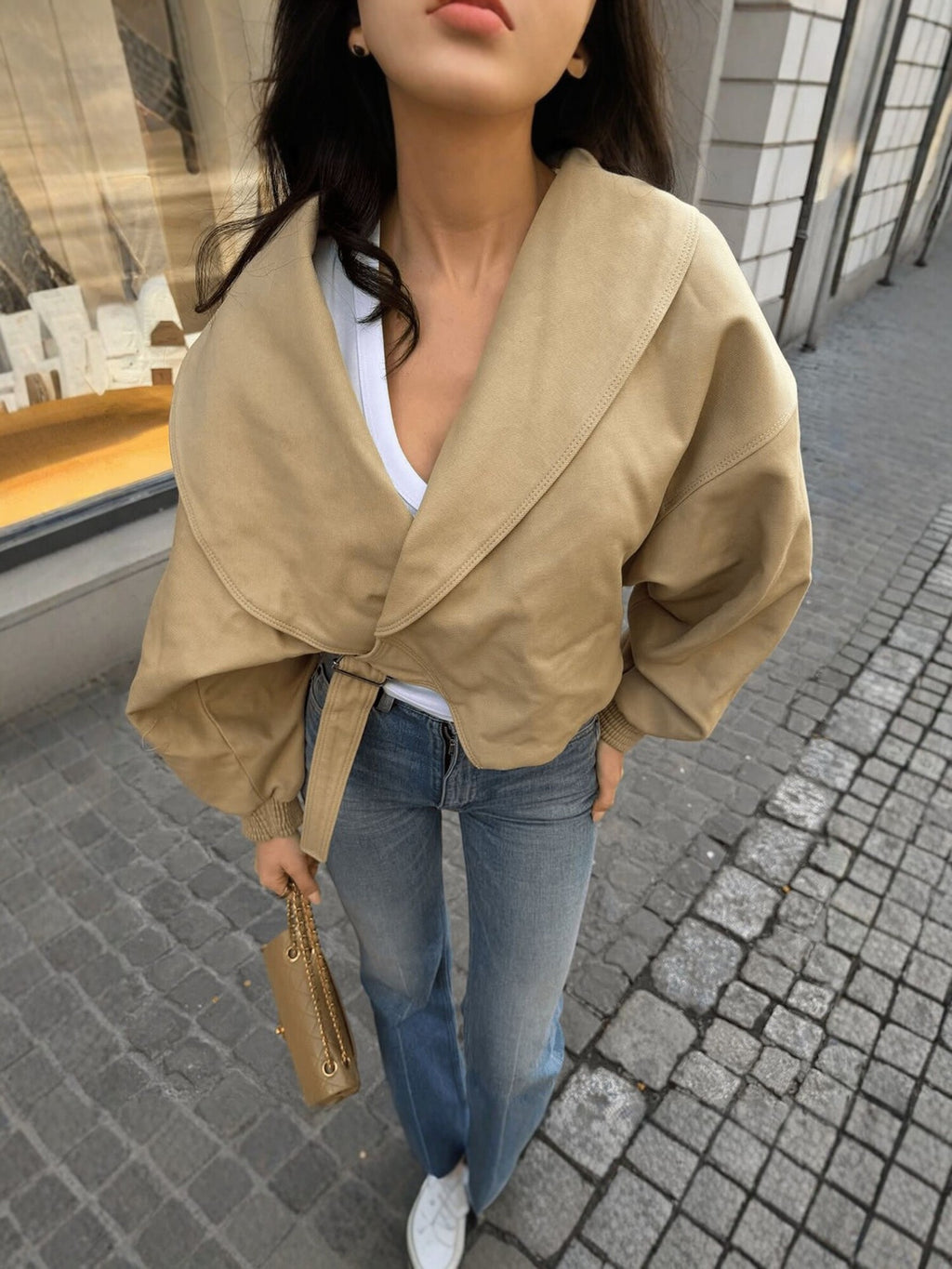 Women's Belted Cropped Jacket