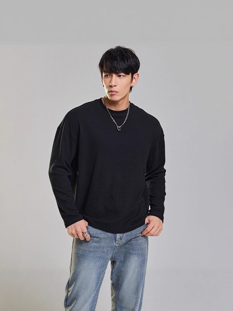 Basic Textured Long-Sleeve Shirt