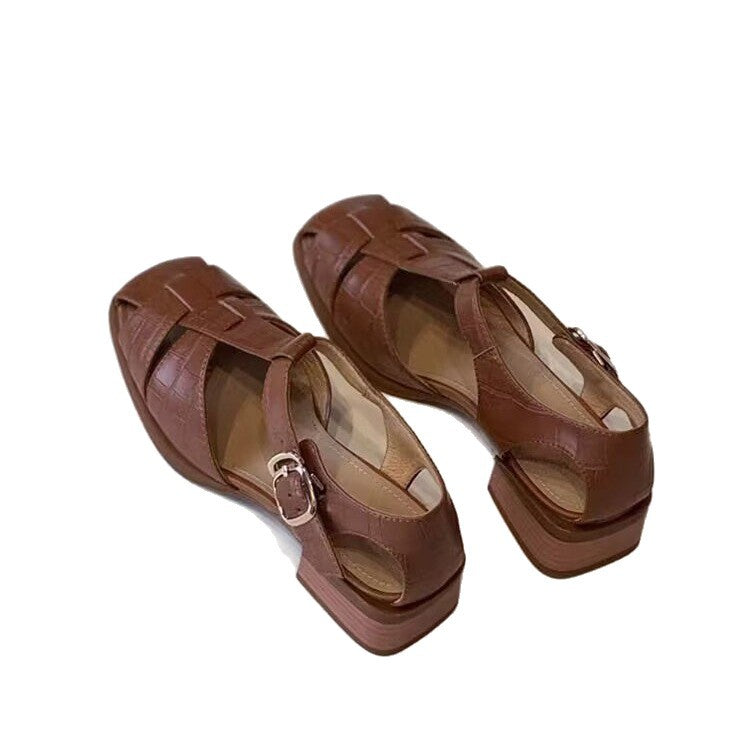Woven Block-Heel Sandals