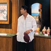 Tencel linen workwear shirt white