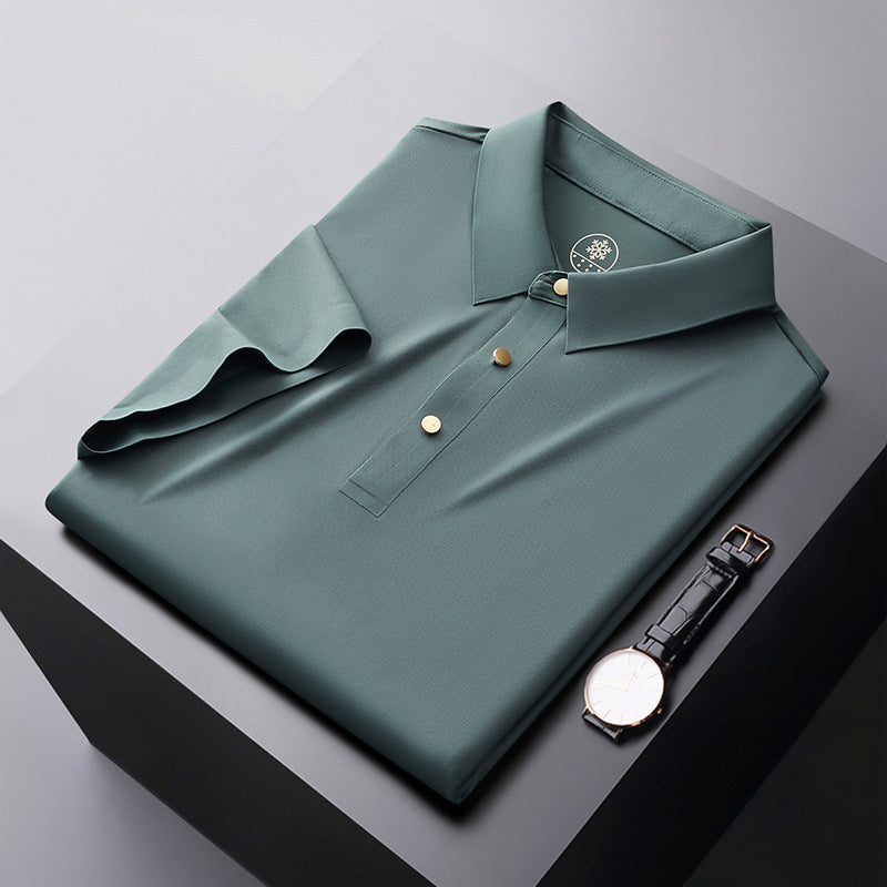 Laminated Solid Color Polo Shirt