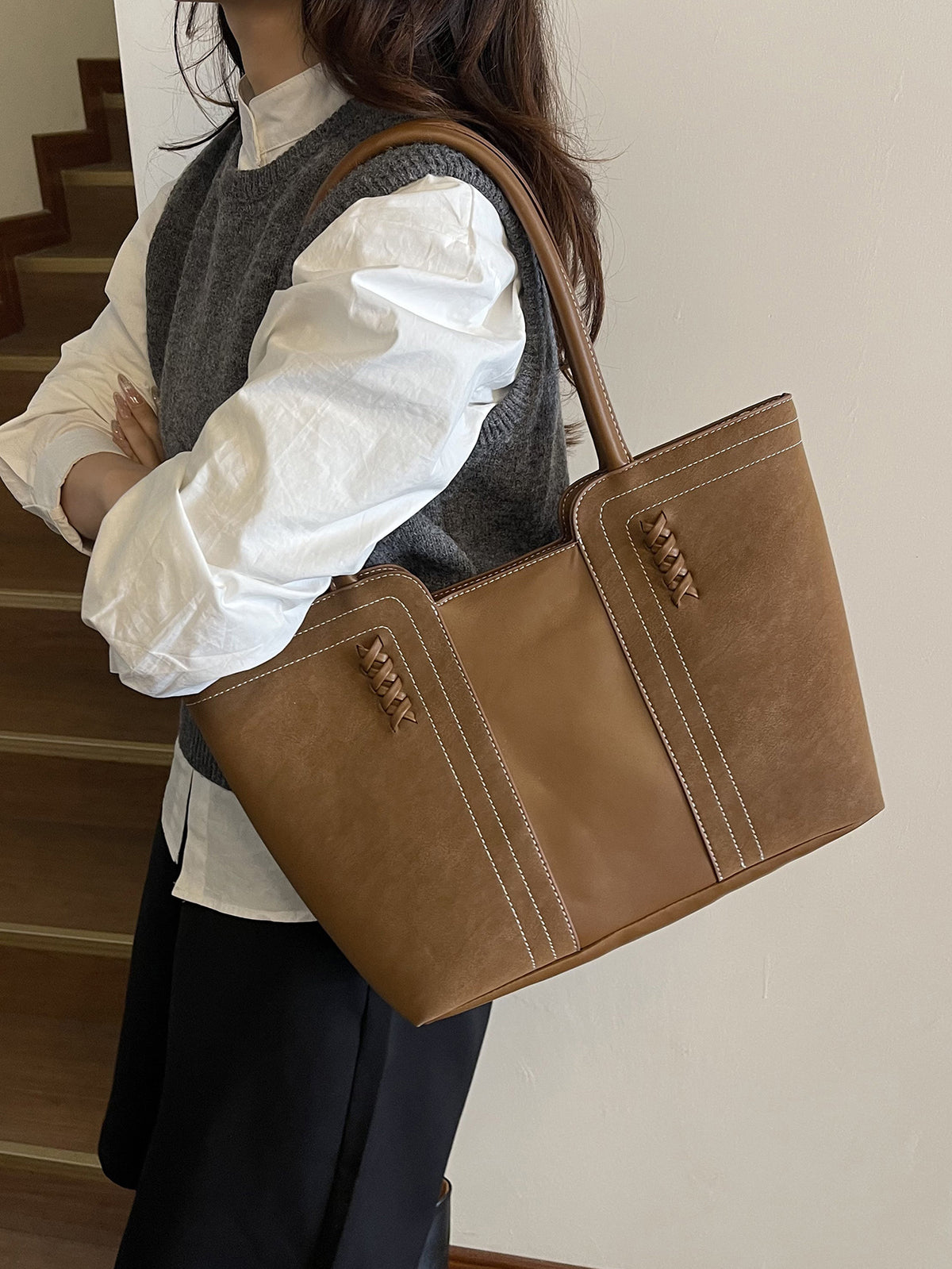 Suede-Look Shoulder Bag