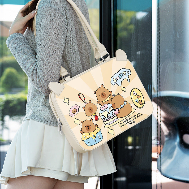 Cartoon Print Shoulder Laptop Bag