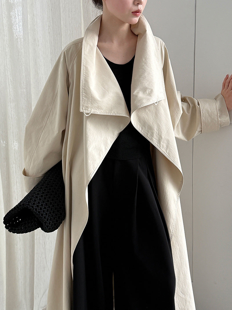 Minimalist Stand Collar Wrap Coat