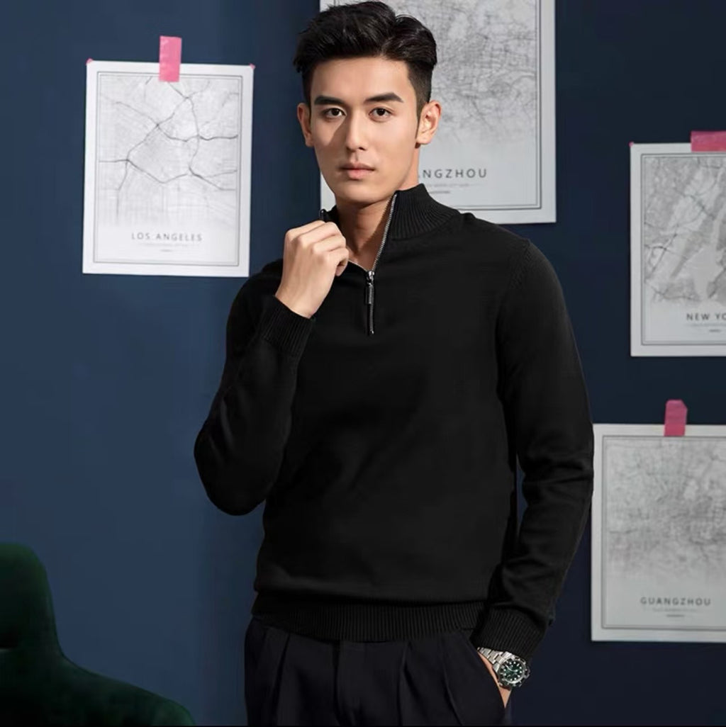 Zip Collar Slim-Fit Knit