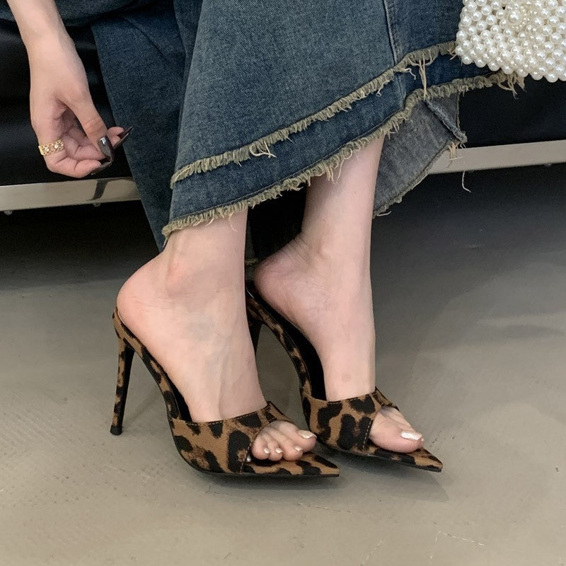 Open-Toe Stiletto Mule Sandals