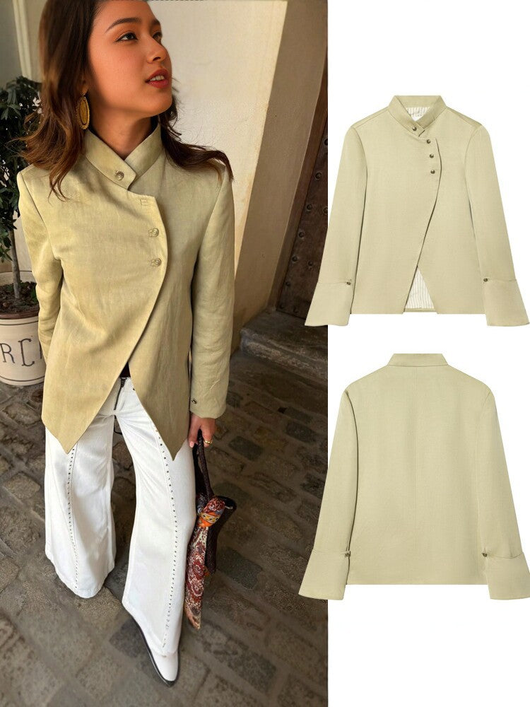Women's Asymmetric Stand-Collar Jacket