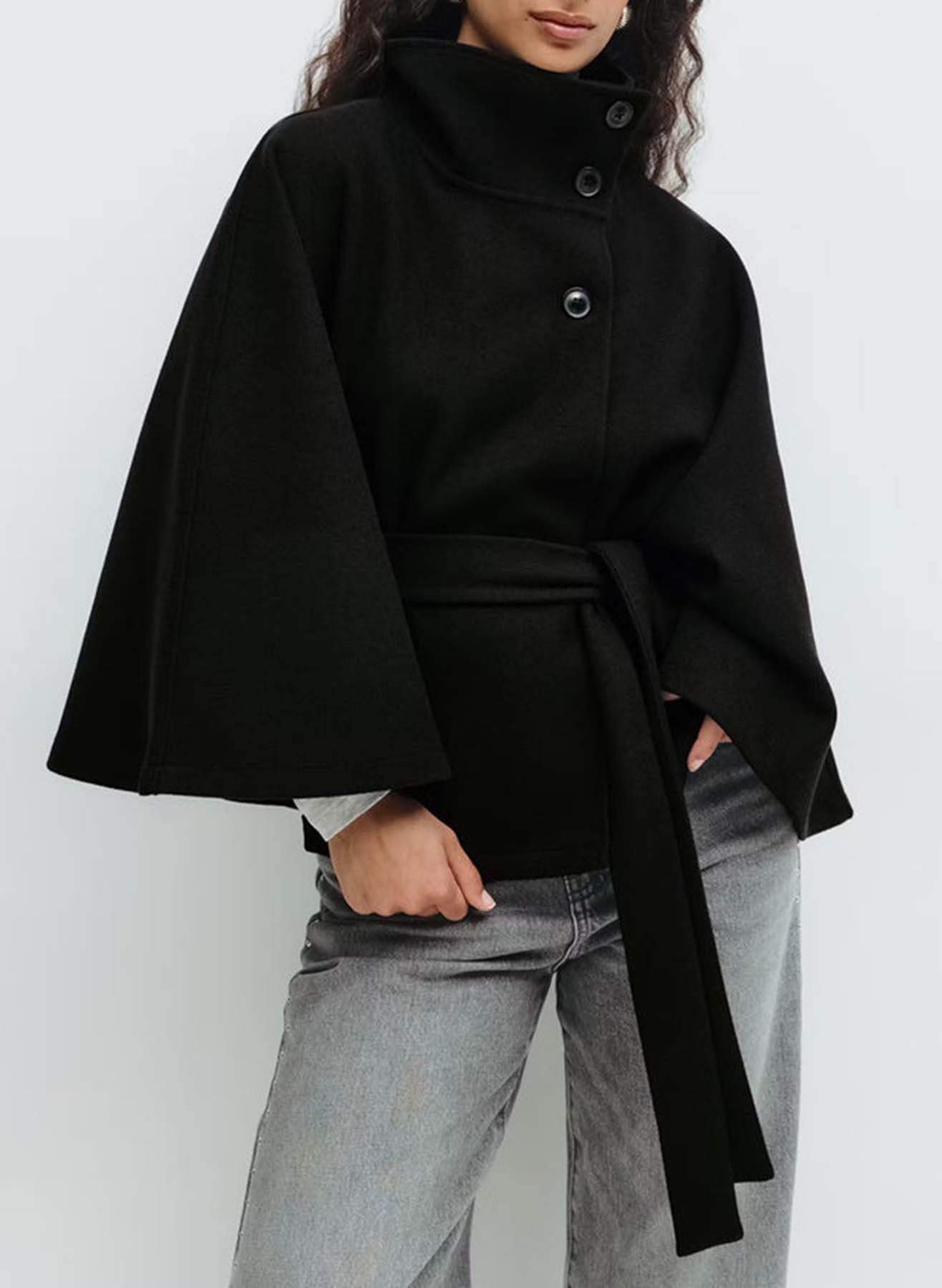Chic High Collar Cape Jacket