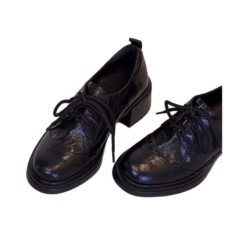 Lace-Up Platform Leather Shoes