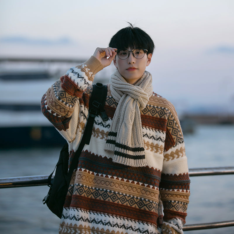 Tribal Pattern Knit Sweater