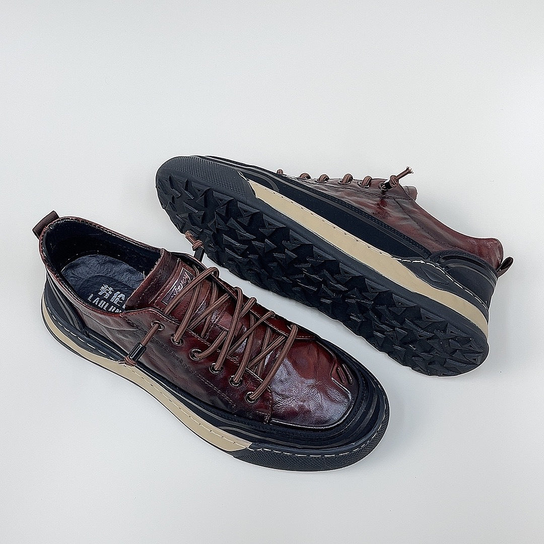 Premium Top-Grain Leather Casual Sneakers