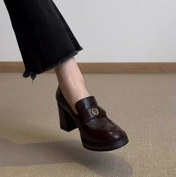 Emblem Heeled Loafers
