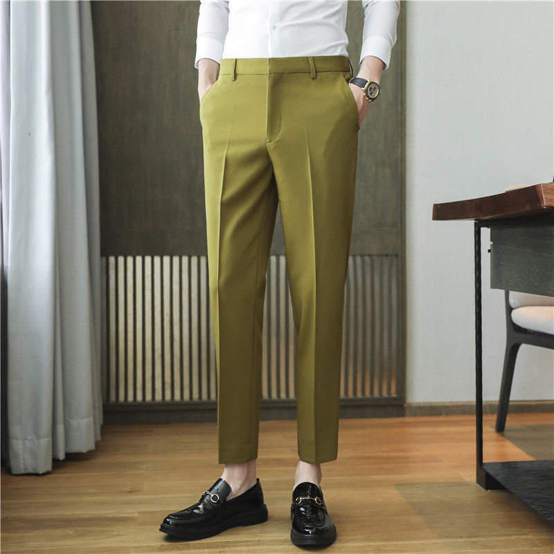 Premium Drape Slim-Fit Cropped Dress Pants